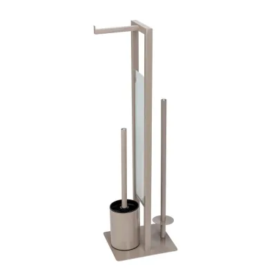 Wenko Wc-Bürstenkombination Rivalta Weiß, Taupe 18x70x23 cm