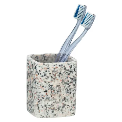 Wenko Zahnputzbecher Grau, Weiß, Beige 1 cm