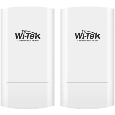 Wi-Tek WI-CPE111-KIT V2 WLAN Transmitter 1 Paar 2 Ports 2 4 GHz 2 km Reichweite IP65 weiß