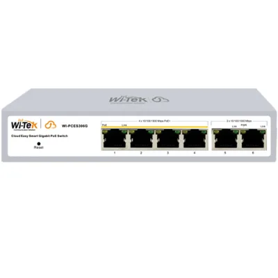 Wi-Tek WI-PCES306G V2 PoE-Switch 6 Ports 4 Ports PoE cloud managed Desktop
