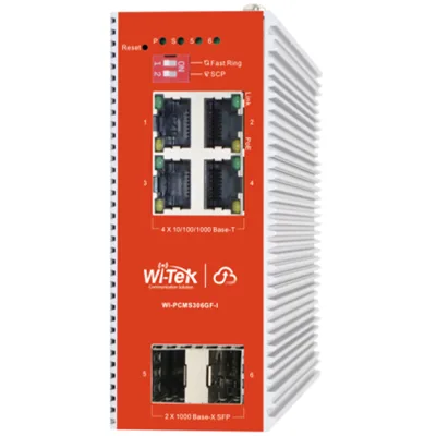 Wi-Tek WI-PCMS306GF-I(V2) PoE-Switch 6 Ports 4 Ports PoE 2 Ports SFP cloud managed Desktop DIN-Schiene