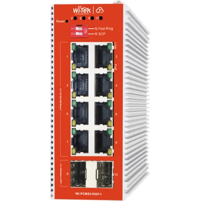 Wi-Tek WI-PCMS310GF-I V2 PoE-Switch 10 Ports 8 Ports PoE 2 Ports SFP cloud managed Desktop DIN-Schiene