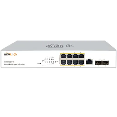 Wi-Tek WI-PCMS310GF V2 PoE-Switch 10 Ports 8 Ports PoE 2 Ports SFP cloud managed Desktop Rack