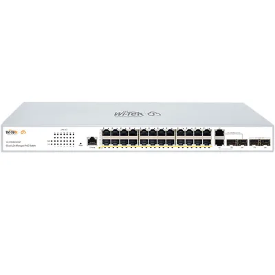Wi-Tek WI-PCMS328GF(V2) PoE-Switch 28 Ports 24 Ports PoE 4 Ports SFP cloud managed Desktop Rack