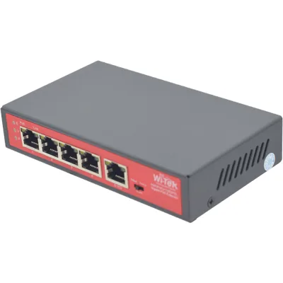 Wi-Tek WI-PE51G PoE-Extender 4 PoE out 1 PoE in 250 m Desktop Wand
