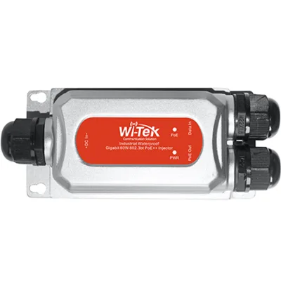 Wi-Tek WI-POE56-60W-I-O Outdoor-PoE-Injektor 2 Ports 60 W silber Desktop Wand