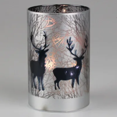 Windlicht mit Hirschmotiv, silber