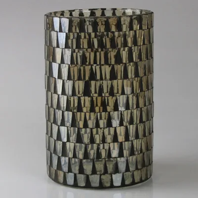 Windlicht mit Mosaikmuster, silber