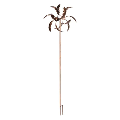 Windrad "Eichenblatt" in Bronze aus Metall, Maße 120 x 30 cm