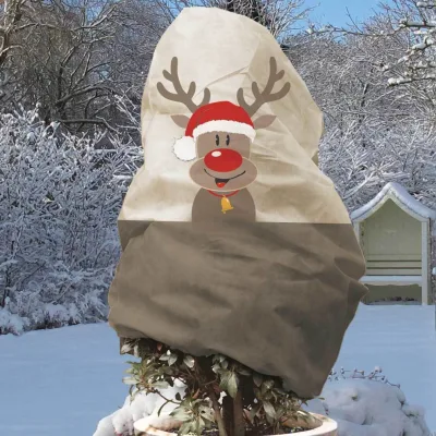Winterschutz Vlieshaube 'Rudolph', sanddunkel-beige, ca. 110 x 110 cm