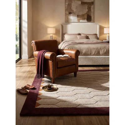 Wollteppich geometrisch Bordeauxrot 160 x 230 cm - DARENT   Kadima