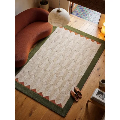 Wollteppich geometrisch Erdtöne-Grün 200 x 290 cm - DARENT   Kadima