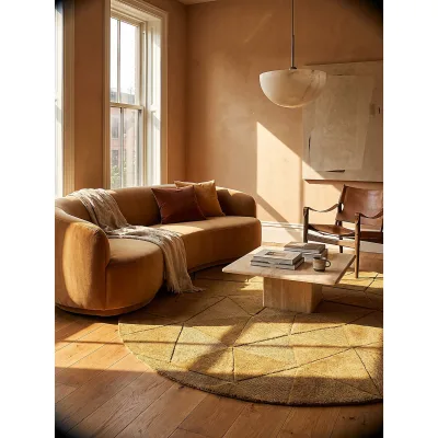 Wollteppich geometrisch Ocker Ø160 cm - DEBEN   Kadima Design