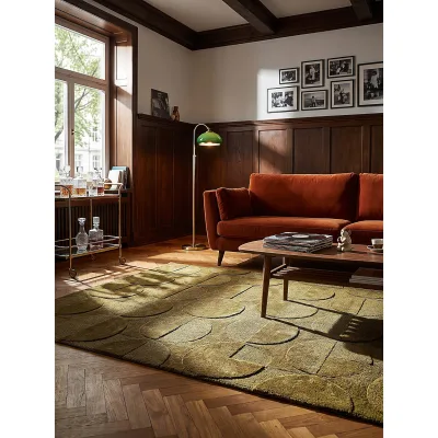 Wollteppich geometrisch Olivgrün 160 x 230 cm - DEBEN   Kadima Design