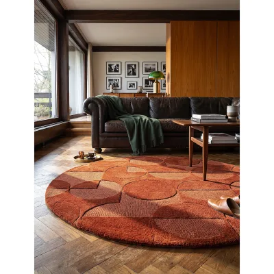 Wollteppich geometrisch Terrakotta Ø160 cm - DEBEN   Kadima Design