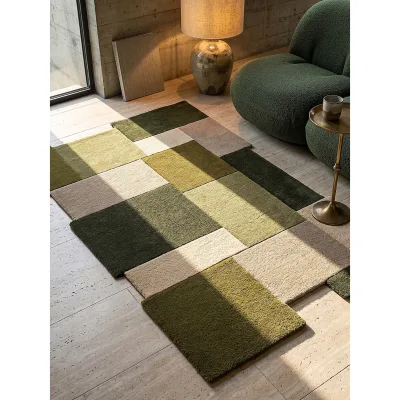 Wollteppich Kurzflor Erdtöne-Grün 150 x 240 cm - HALLEIN   Kadima