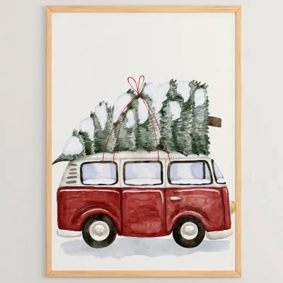X-Mas Leinwandbild Grün, Rot 33x48x2 cm