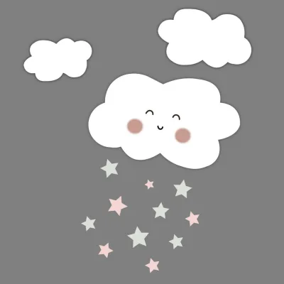 XXXLutz Babywanddeko Raining Stars Grau, Natur 30x30x3 cm