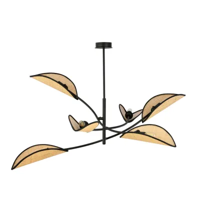 XXXLutz Deckenleuchte Lotus Schwarz, Hellbraun 105x59x105 cm
