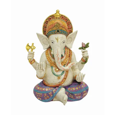 XXXLutz Ganesha Lila, Weiß, Gold 30x40x16 cm