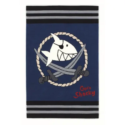 XXXLutz Kinderteppich Captn Sharky Blau, Grau, Schwarz, Weiß 150x220 cm