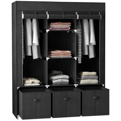 XXXLutz Stoffschrank Schwarz 125x162.5x43 cm