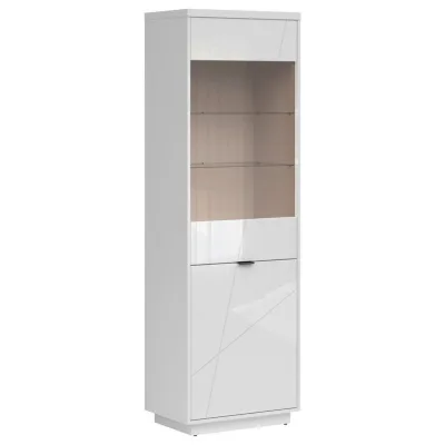 XXXLutz Vitrine Weiß, Weiß Hochglanz 64x200.5x42.5 cm