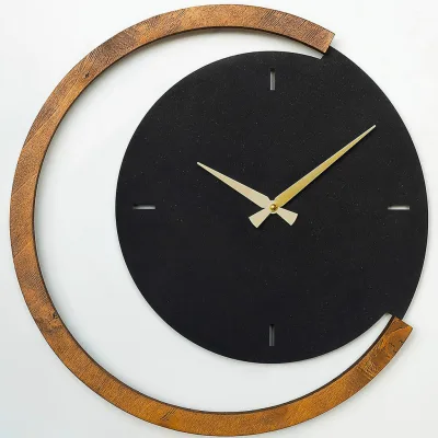 XXXLutz Wanduhr Schwarz, Walnuss 48x49x4 cm