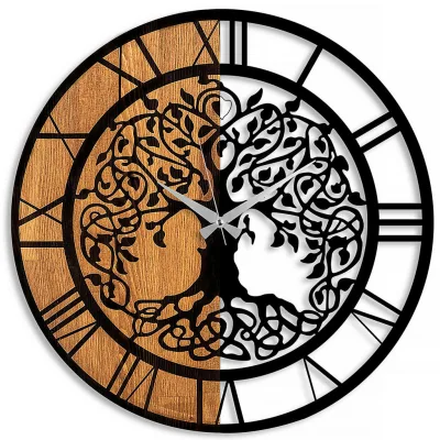 XXXLutz Wanduhr Schwarz, Walnuss 56x56x3 cm