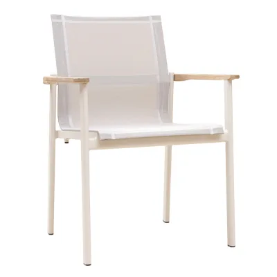 Zebra Enox Sessel Aluminium pulverbeschichtet light taupe, AL recyceltes Teak gebürstet, Textilen Batyline sand, stapelbar