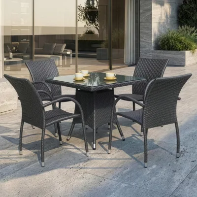 Zebra Gartenmöbel Set 4x Milano Sessel mit Tisch Mary 70x70 cm