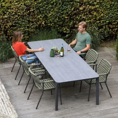 Zebra Gartenmöbel Set  Taro 210 cm HPL beton mit 6 Stühle Costa grün