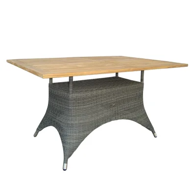 ZEBRA Tisch Status Gestell Geflecht grey-black und Teakholzplatte