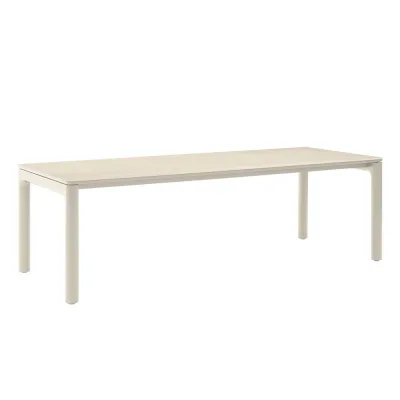 Zebra Vero Tisch light taupe Gestell Aluminium pulverbeschichtet light taupe, Tischplatte Keramik dune